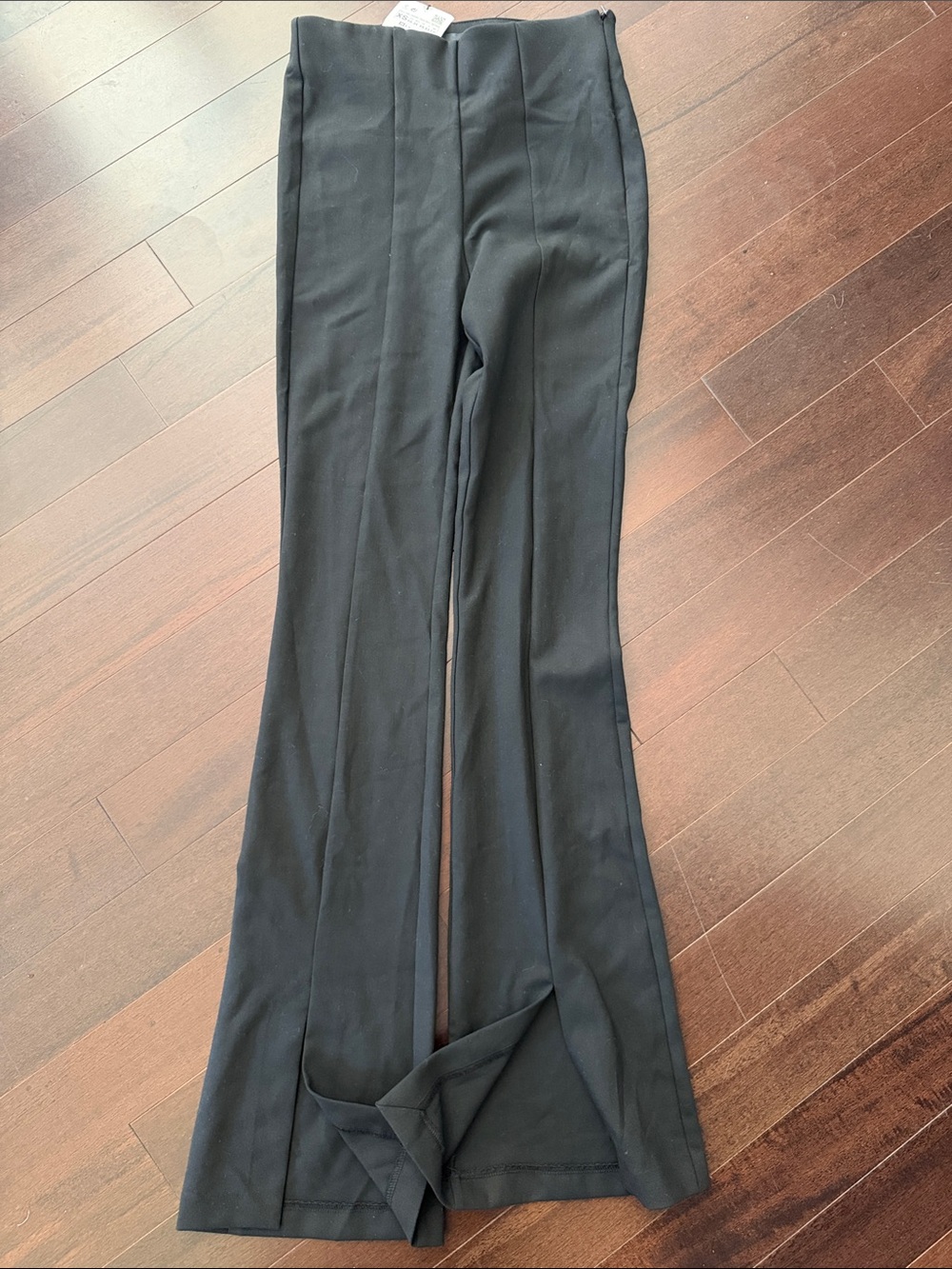 Zara Black High-Rise Split Flare Pants